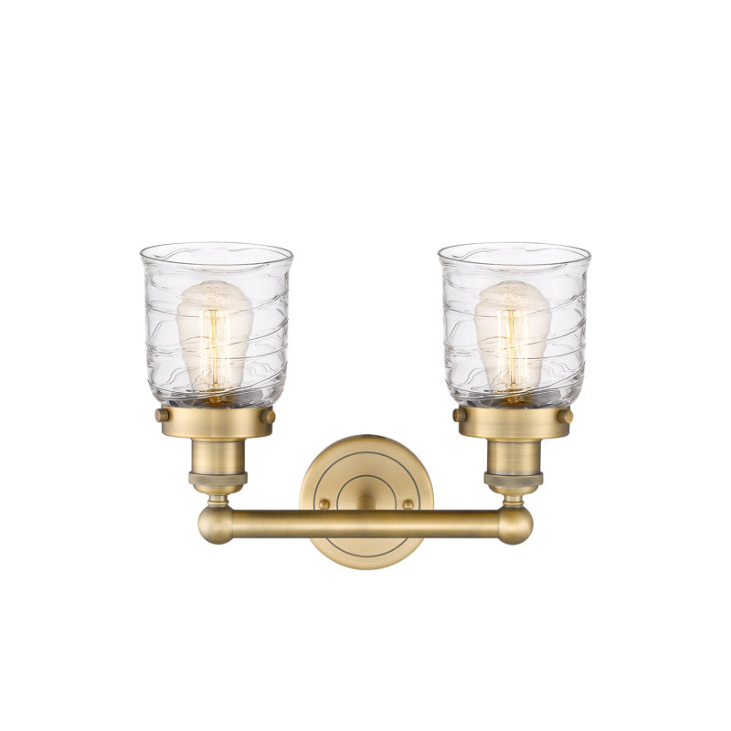 Éclairage pour meuble-lavabo à 2 lumières à intensité variable Corralitos, Tourbillon déco transparent, Laiton brossé