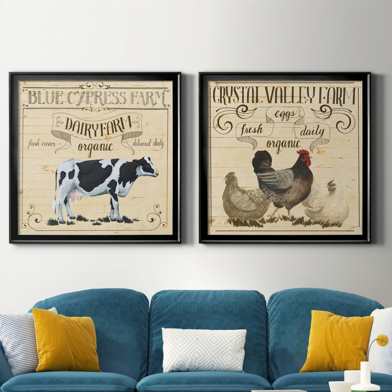 Animal Farm Collection I - Animal Farm Collection I - Ensemble de 2 reproductions de cadres photo, Toile avec cadre noir