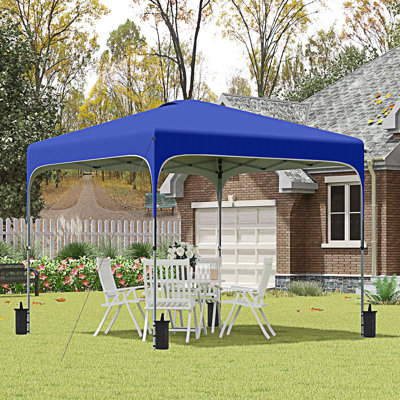 Outsunny Pop Up Canopy Tent With Wheeled Carry Bag And  Sand Bags, Instant Sun Shelter, Tents  Parties, Height Adjustable,  Outdoor, Garden, Patio, Royal Bue