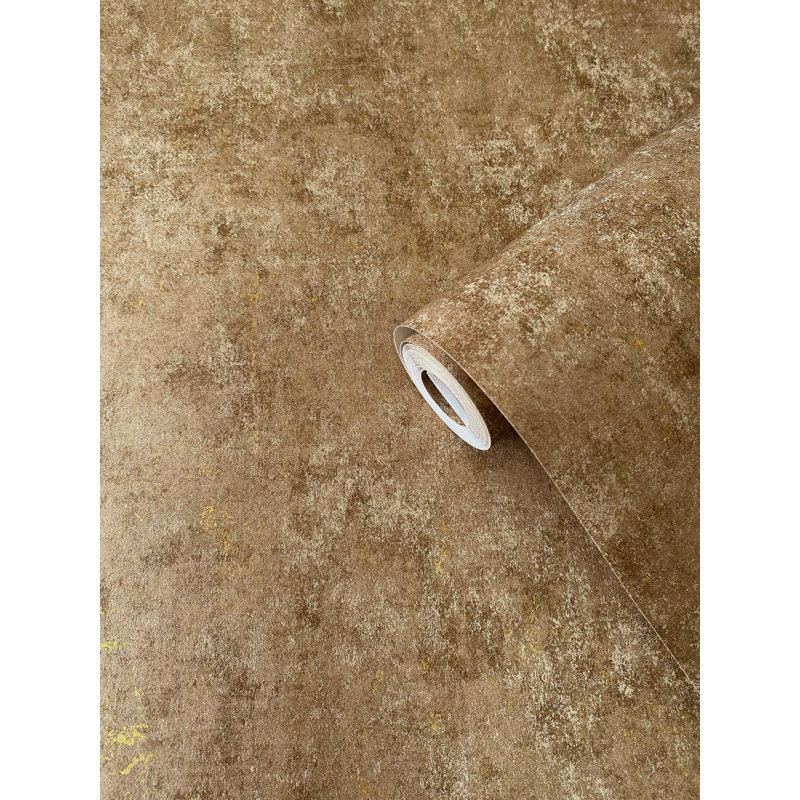 Elegance Collection Metallic Plaster Wallpaper Roll, Bronze