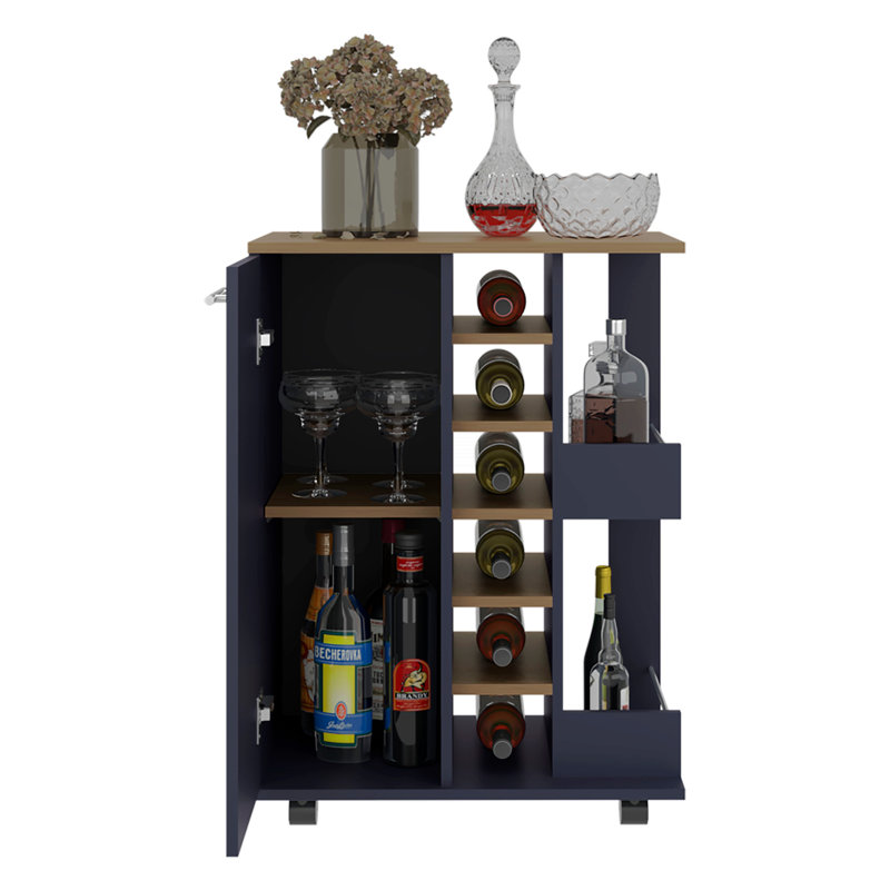 Chariot-bar H 32,3 po, 1 porte, 10 tablettes