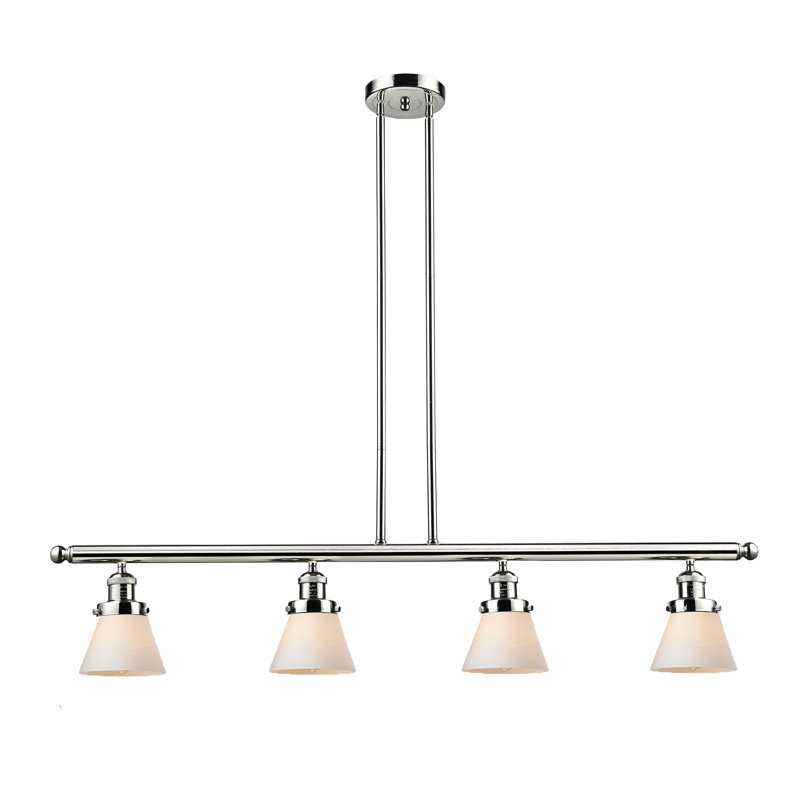 Luminaire suspendu linéaire pour îlot de cuisine 1 lumières Elliston, l 48 po x P 8 po, Boîtier blanc mat, Nickel poli