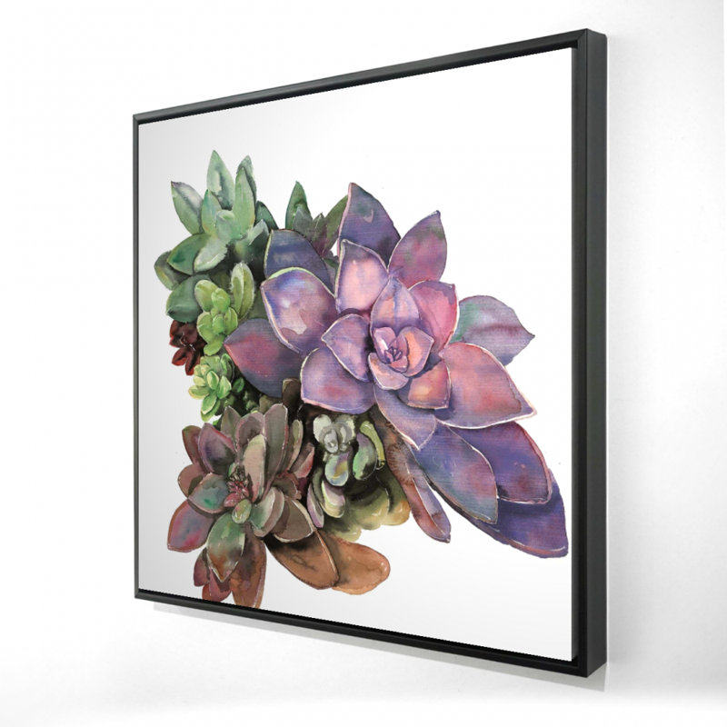 «Succulent Plant», art mural botanique mauve moderne, H 25,25 po x l 25,25 po