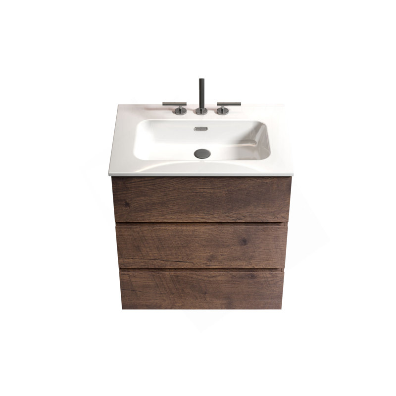Sink With 3 Faucet Holes, Large Storage Freestanding Bathroom Vanity For Modern Bathroom, One-Piece White Sink Basin Without Drain And Faucet, Pre-Assembled