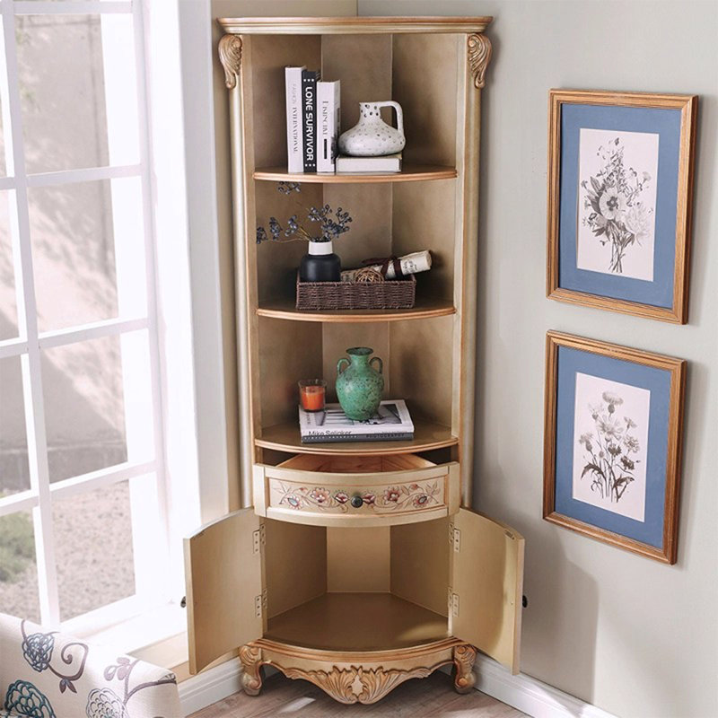 Armoire de coin en bois manufacturé beige