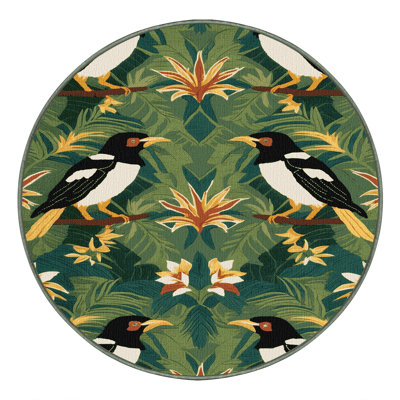 Washable Mynah Birds Hawaiian Area Rug