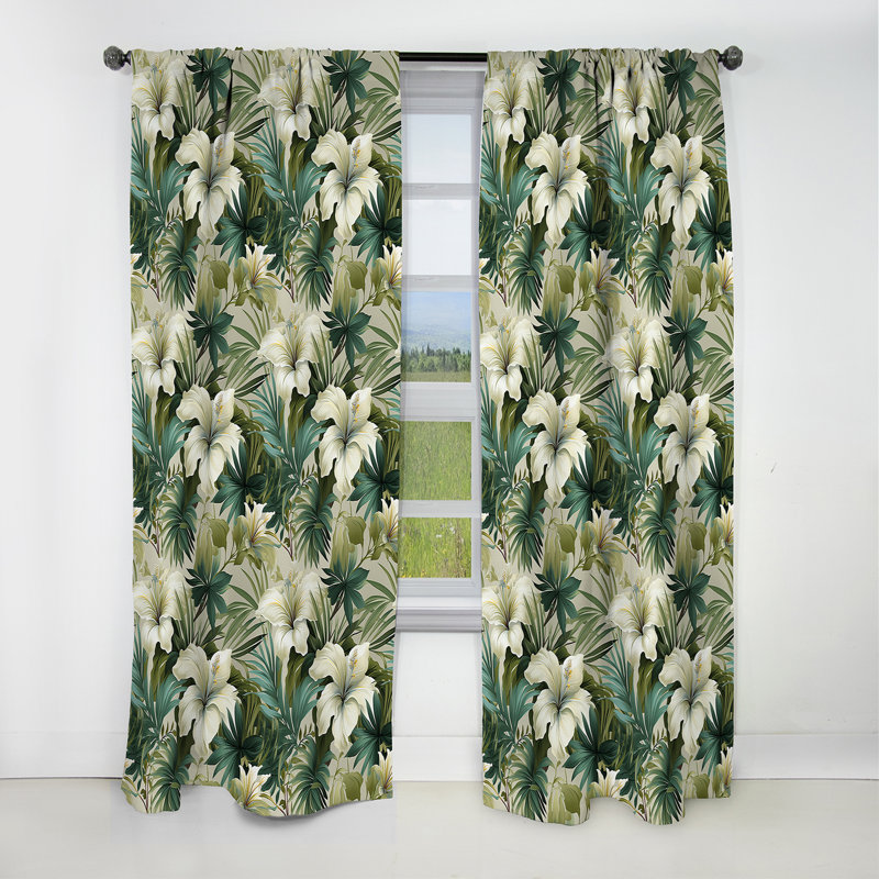 Motif tropical discret II - Rideau floral occultant - 1 panneau, L 52 po x L 108 po