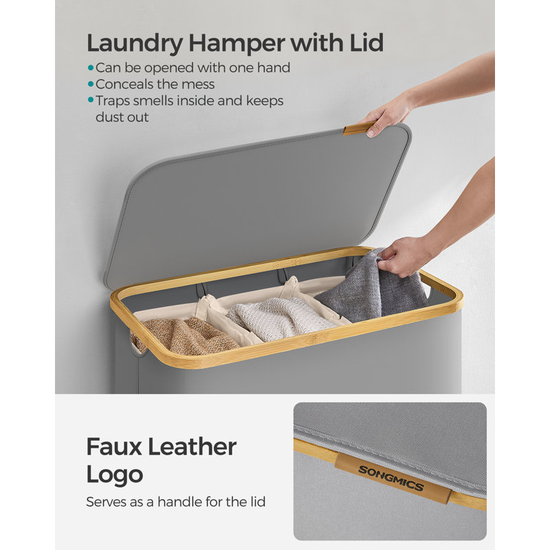 Laundry Hamper with Handles, Dove Grey