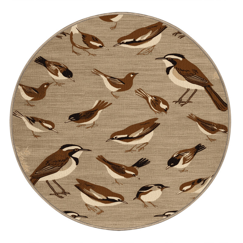 Washable Eurasian Wren Birds Area Rug, Round 6'