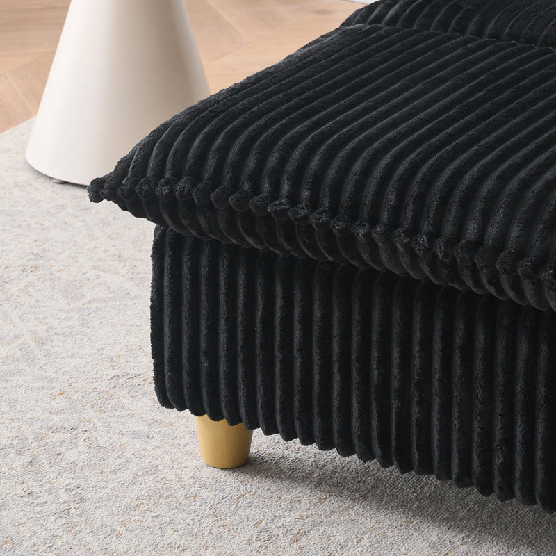 This single-seat corduroy sofa comes with an ottoman and throw pillows. It's perfect for sitting or lying down comfortably in the living room, on the balcony, or in the study