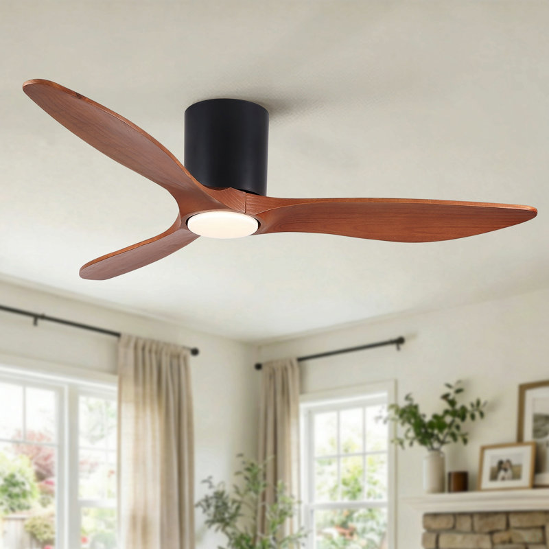 Ventilateur de plafond encastré en bois massif 52 po avec lumière et réversible silencieux Mordern Farmhouse