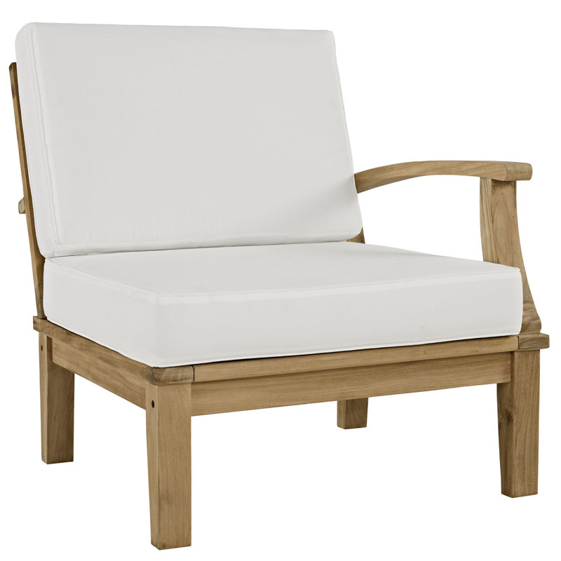 Ensemble de conversation modulaire en teck avec coussins 10 pièces Marina, Blanc