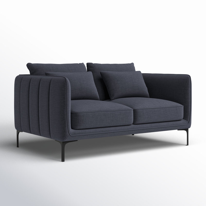 Rae 60' Upholstered Loveseat, Effie Indigo Performance Linen