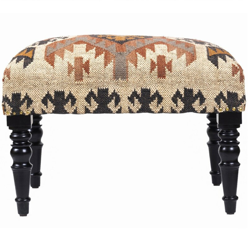 Banc rembourré Marcijona, H 18 po x l 48 po x P 16 po, Beige
