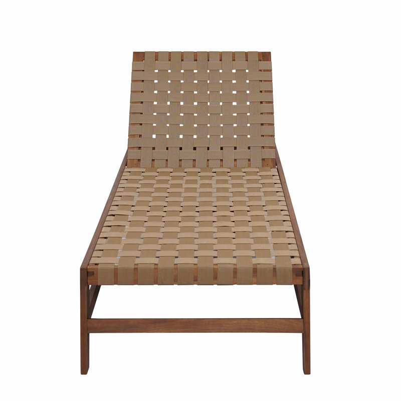 Adjustable Outdoor Rope Chaise Lounge For Patio Backyard Poolside, Brown