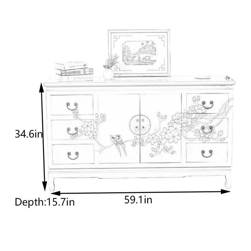 Armoire d'entrée en bois d'orme massif