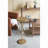 Round Iron Side Table with Gold and White Floral Accents – Cement Base, 11.8" x 11.8" x 28.3"