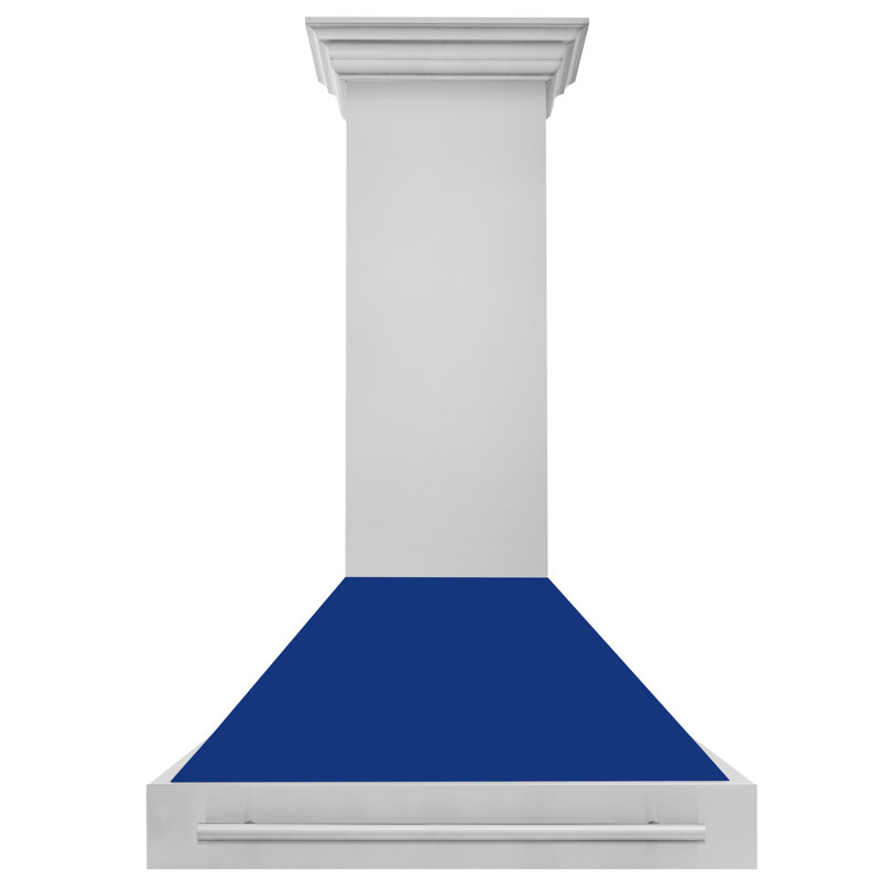 36" 700 CFM Ducted Wall Mount Range Hood, Blue Gloss