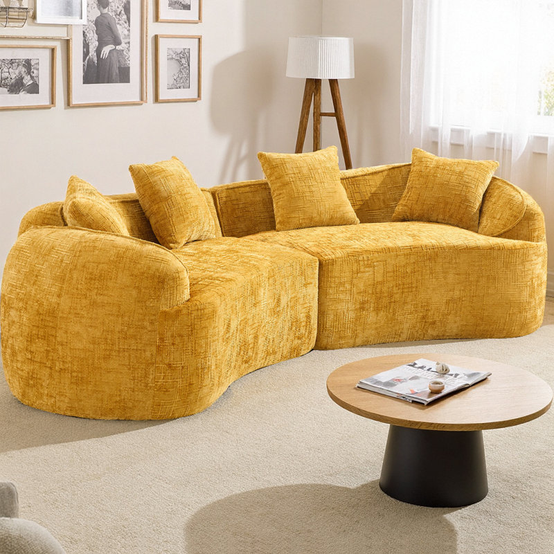 Canapé modulaire Curved, Chenille jaune