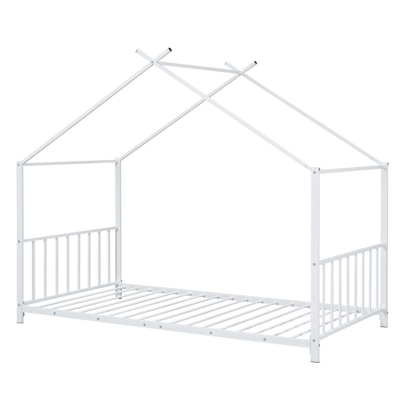 Modern Twin Size House Platform Bed, White
