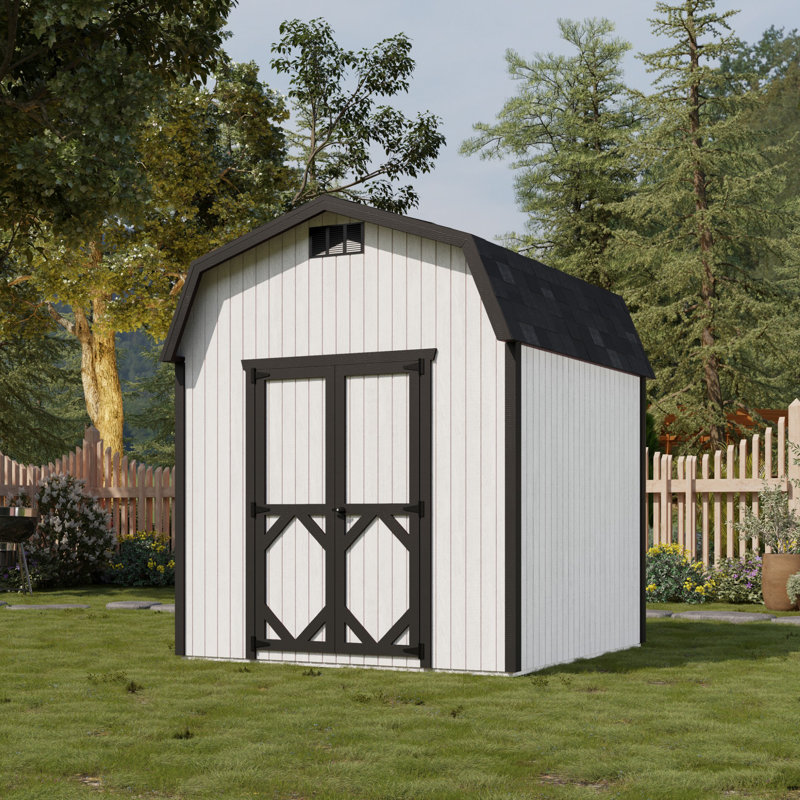 Classic Gambrel Outdoor Wood Storage Barn with 6 ft. Sidewalls, 8' W x 8' L, Yes