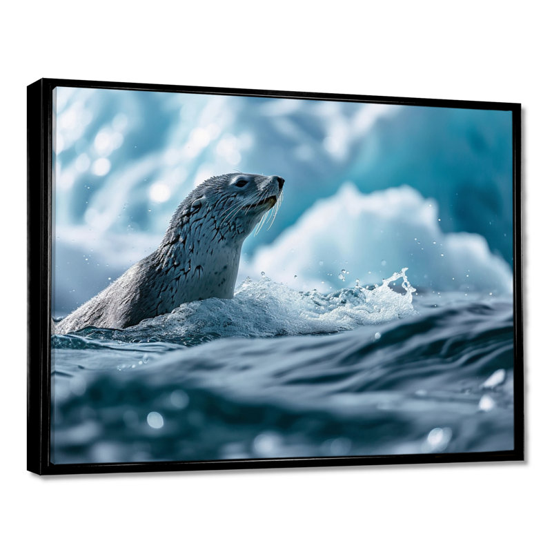 Resendez - Créatures marines, art mural, H 12 po x l 20 po x P 1 po, Toile avec cadre flottant noir