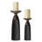 Two Tone Textured Porcelain Table Top Pillar Candle Holder 2 Piece Set - Modern Minimalist Decorative Accent for Living Room Fireplace Mantel or Dining Room-105452439