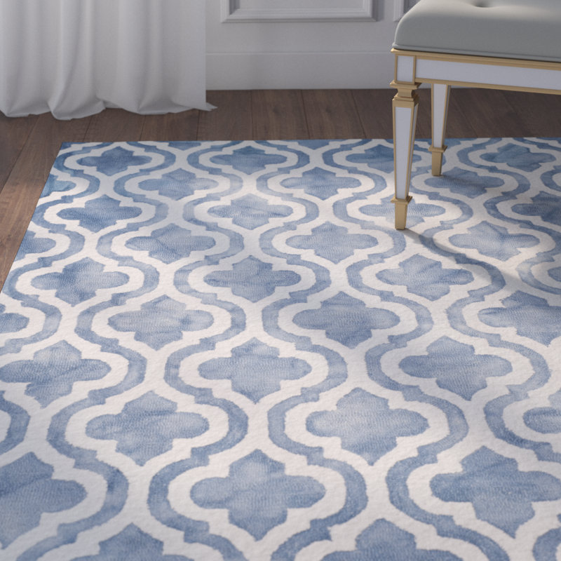 Dip Dye Hand Tufted Wool Geometric Rug, Rectangle 4' x 6'