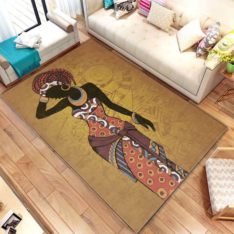 Stylish Woven Area Rug, 5.2 x 7.5 Feet, 100% Polyester with Non-Slip Felt Dot Underside | Pile Height: 0.4 inches, Total Thickness: 0.4 inches | Machine Washable, Digital Printed, Perfect for Living Room & Bedroom Decor