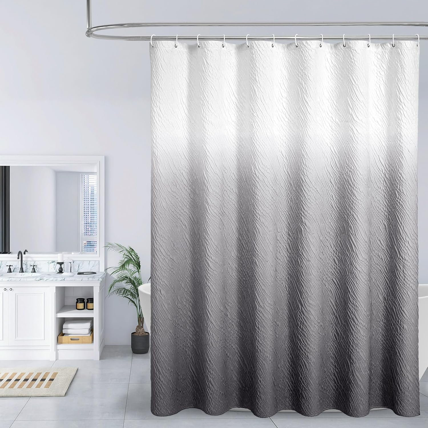 Modern Luxury Shower Curtains Latitude Run® Modern Luxury Shower Curtain Set With Embossed Geometric