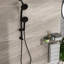 Douche noire matte avec barre coulissante réglable, boyau double en acier inoxydable de 59 po avec bras et main, support