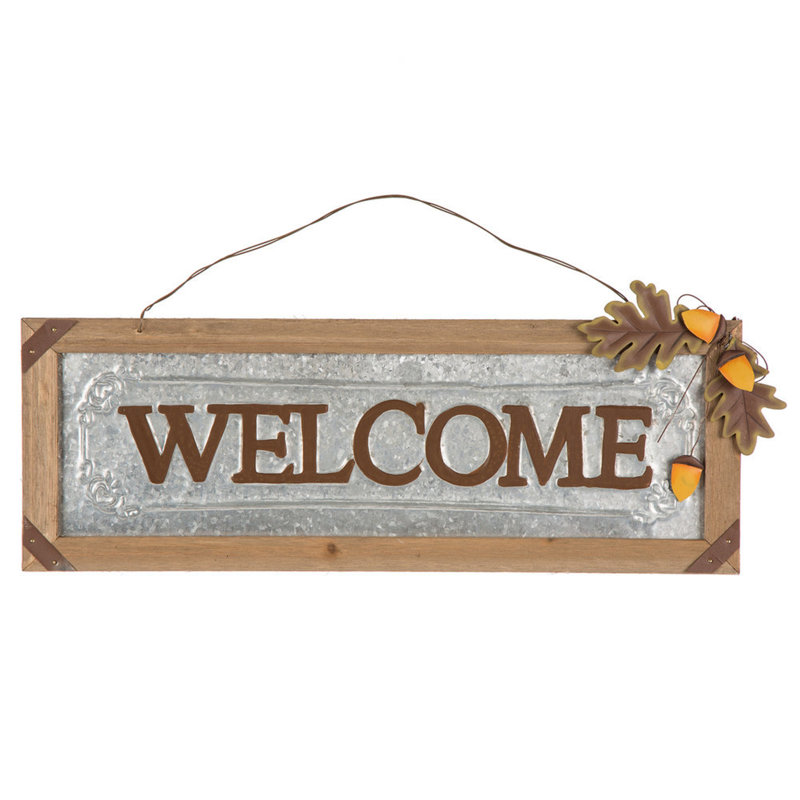 Enseigne murale "récolte/bienvenue" s/2"