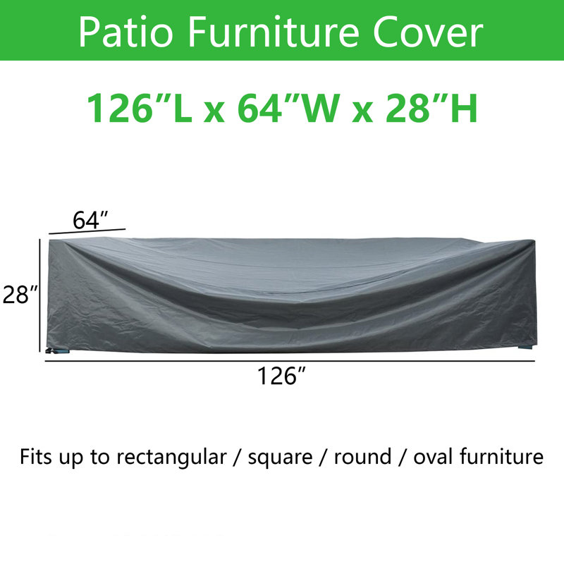 Patio Furniture Covers, Outdoor Furniture Cover Waterproof, Outside Table and Chair Covers, 28" H x 126" W x 64" D