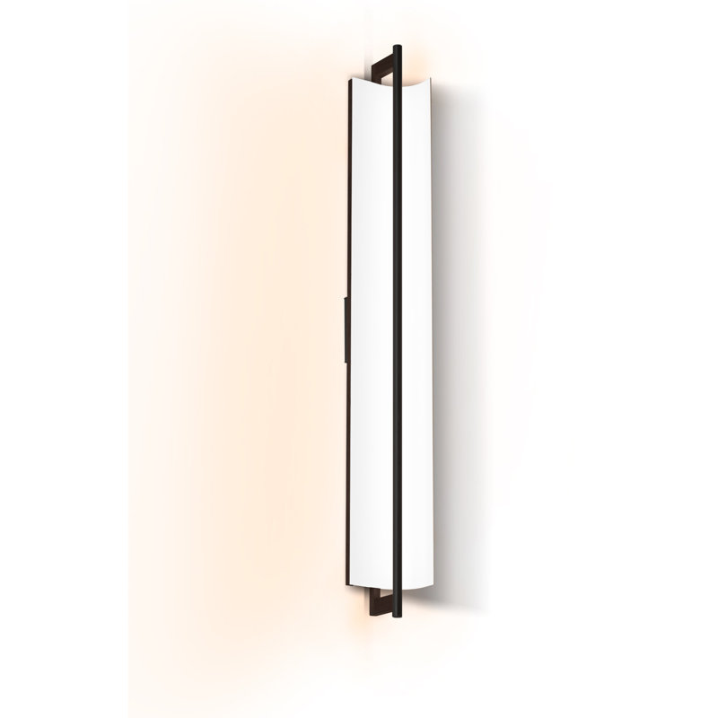 Allavo 40" Dimmable LED Bath Sconce, Dark Stained Walnut, Textured Black/Textured White, 2700K - 120V AC