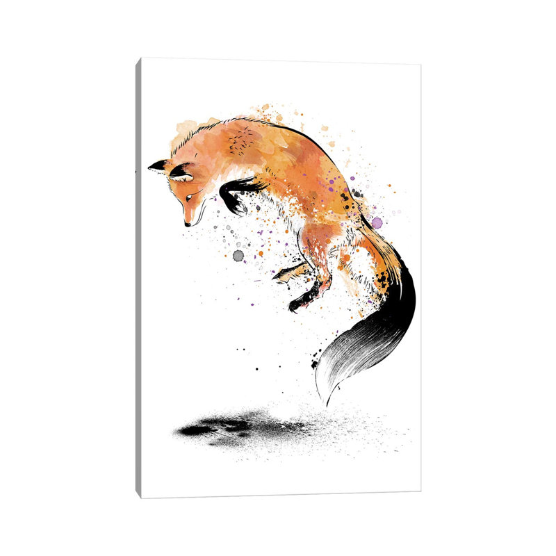 «Red Fox J Jump in Snow» par Antonio Camarena, impression sur toile tendue, H 60 po x l 40po x P 1,5 po