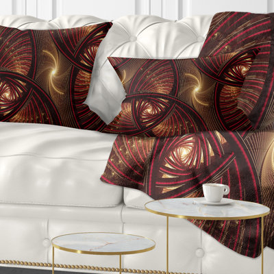 Coussin décoratif brun à motif fractal symétrique - imprimé floral