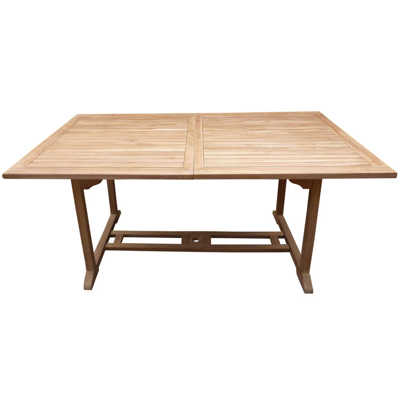  Cosper Rectangular Teak Extendable Outdoor Dining Table With Umbrella Hole , 71'' in. W 43'' in. D