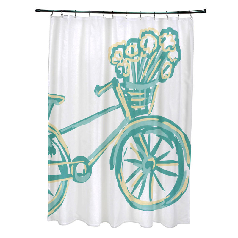 Rideau de douche simple à imprimé La Bicicleta, Jade