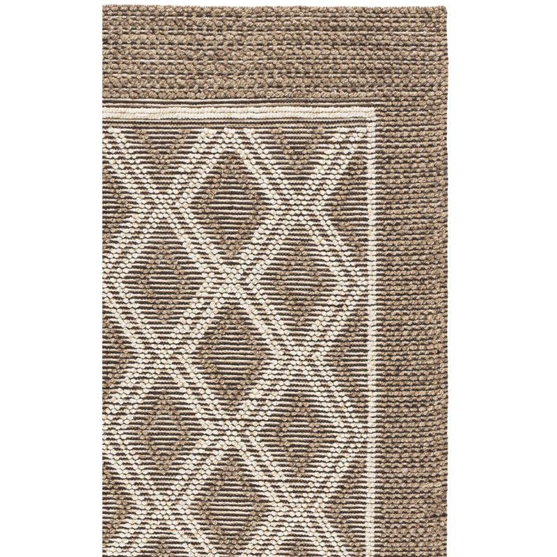 Tapis beige en laine / coton tissé à la main Kentshire, Tapis de couloir 2 pi 3 po x 14 pi