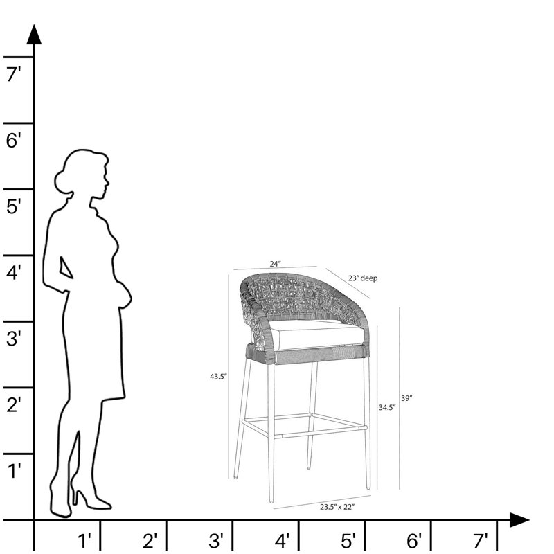 Juri Outdoor Bar Stool, 34.5"