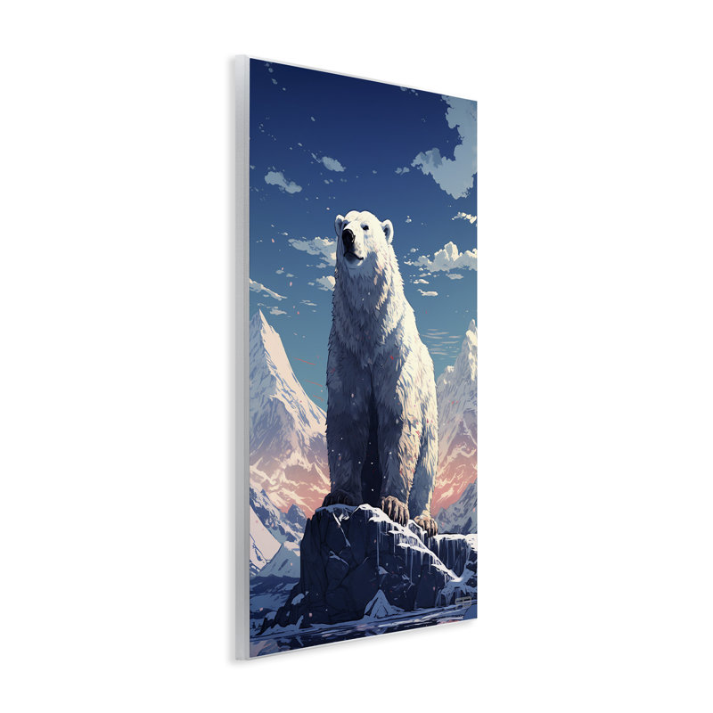 Art mural enneigé d'ours polaire par Roozbeh Bahramali, H 15 po x l 10 po