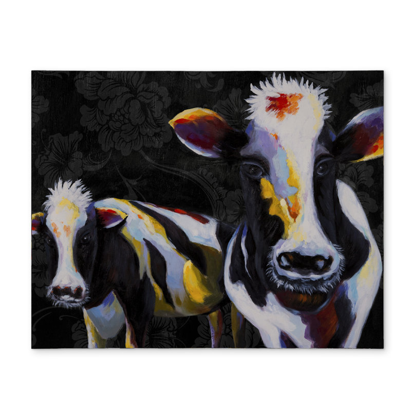 Two Funny Cows Victorian White Polyester Placemat - Farm Decor