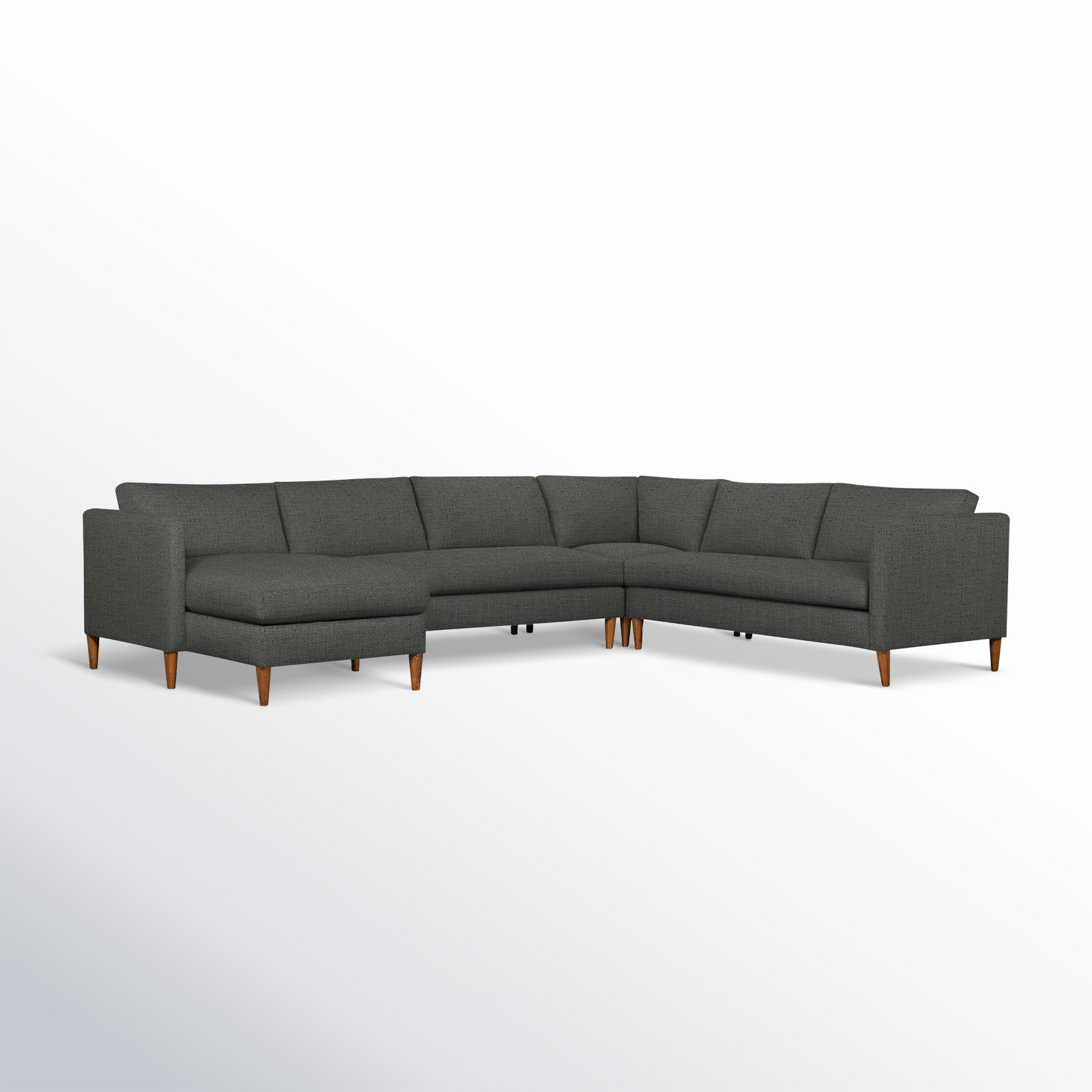 Clifford Chaise Sectional, Zuma Charcoal Textured Linen, Left Hand Facing