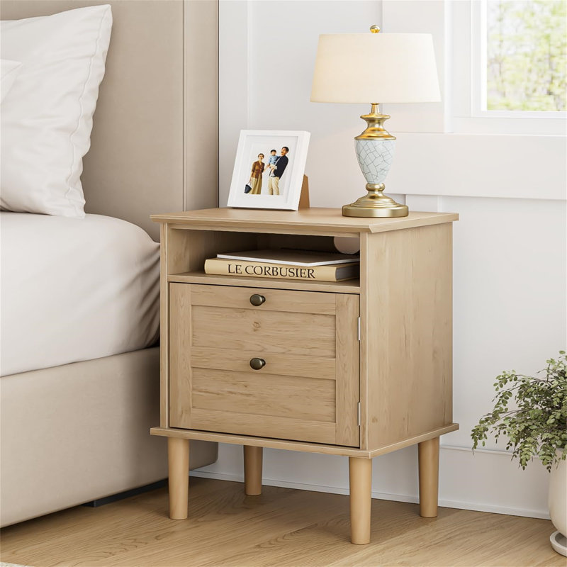 29cm W Manufactured Wood Bedside Table, Light Brown