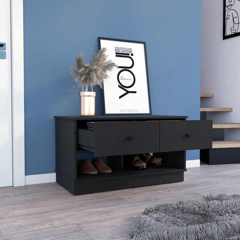 Rectangle 2-Shelf 2-Drawer Storage Bench Wenge, Wenge
