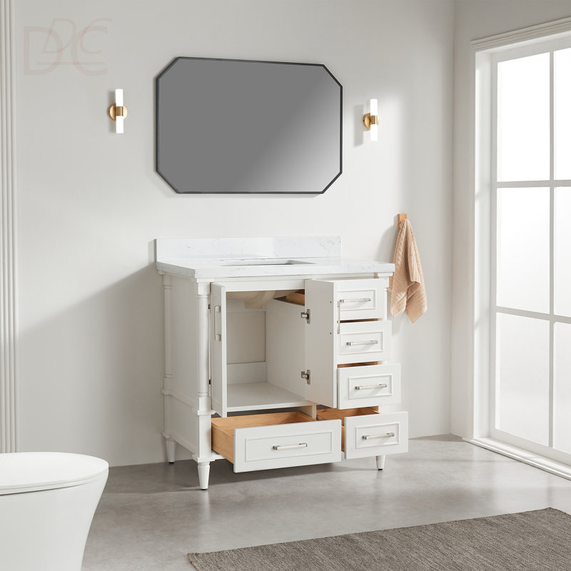 Fully Assembled 36'' Freestanding Single Bathroom Vanity With 2 Handle Sets