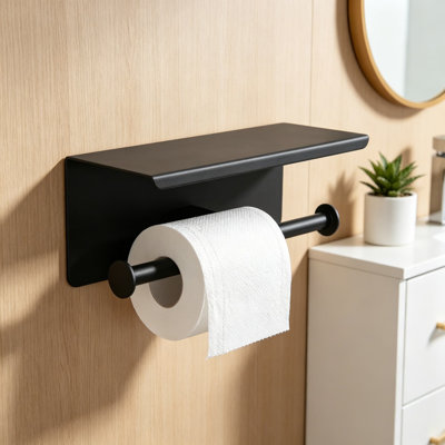 Stainless Steel Double Toilet Paper Holder With Shelf, Wall Mounted Bathroom Tissue Dispenser For Mega Rolls, Anti-Rust Design
