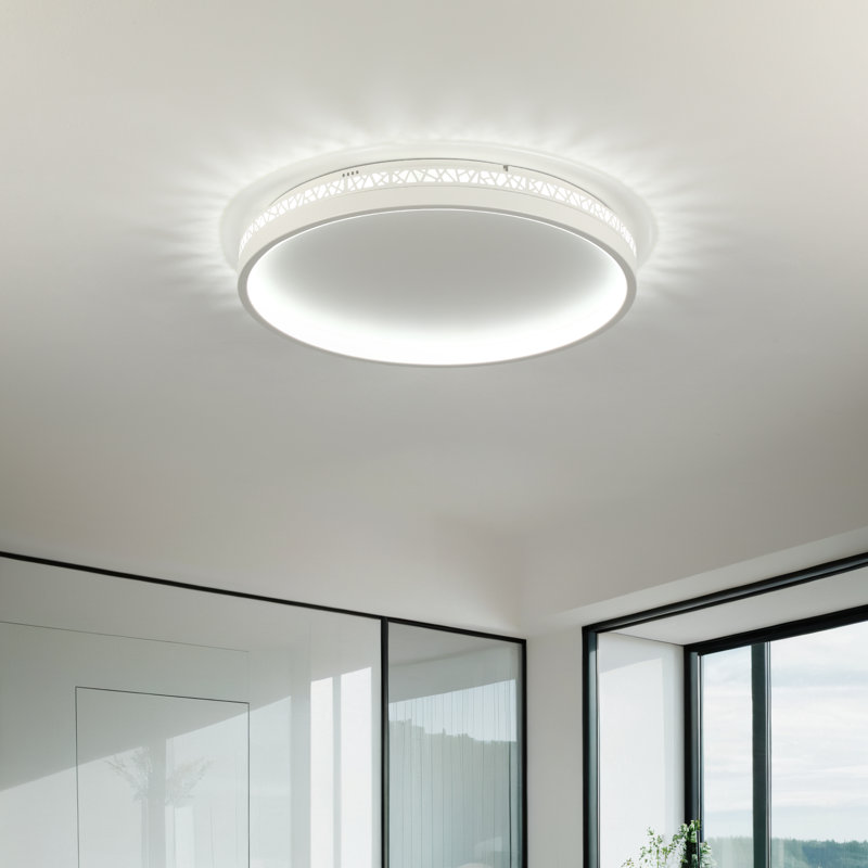 Deontee Modern Dimmable LED Flush Mount Ceiling Light with Remote Control, 2.22" H x 15.7" W x 15.7" D, White