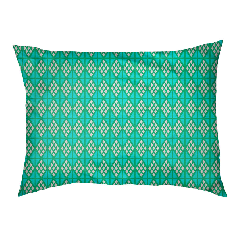 Coussin diamants Byrge, Moyen (L 29,5 po x P19,5 po x H 9,5 po), Rose / vert / crème