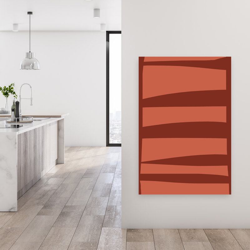 «Earthy Abstract Bands Abstract», reproduction d'art géométrique murale contemporaine, 48" H x 32" W